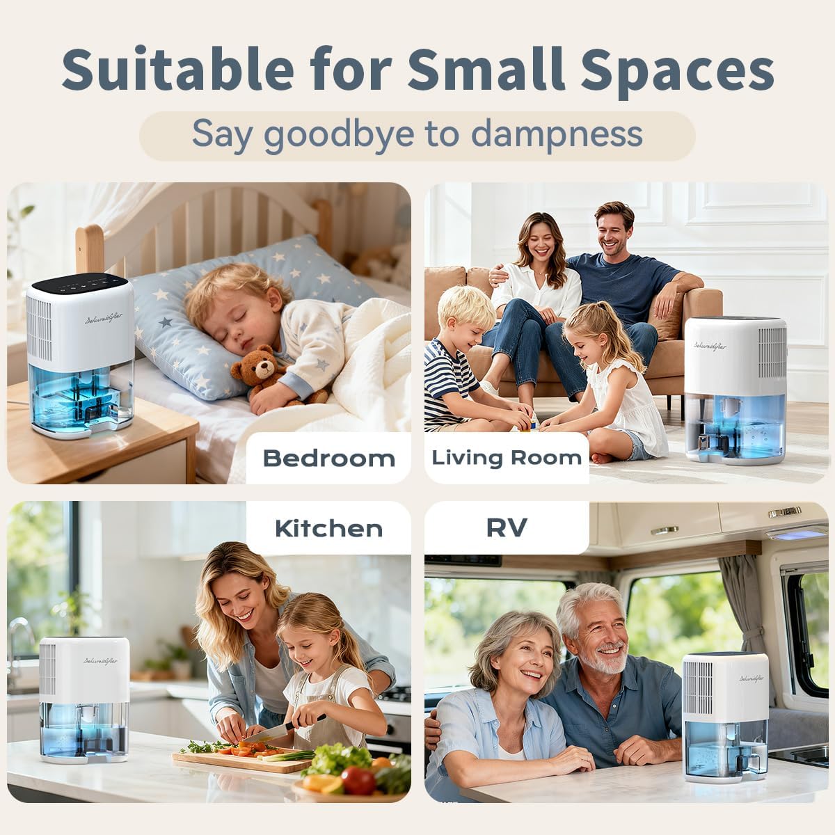 Small Dehumidifier for Home 44OZ Quiet with Auto Off & Defrost 5 Timers 3 modes 10 Color Lights 3 Brightness 260 Sq.ft Portable Dehumidifiers for Basement Bedroom Bathroom RV Closet