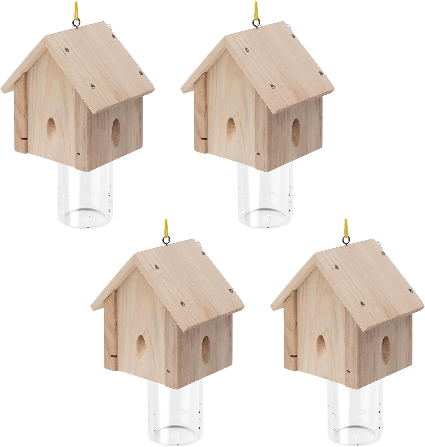 Best Bee Trap - Professional Carpenter Bee Trap for Outside - Cabin Style Nature Hanging Wood Trap for Outdoor with Removable Bee Vault (2 Pack)