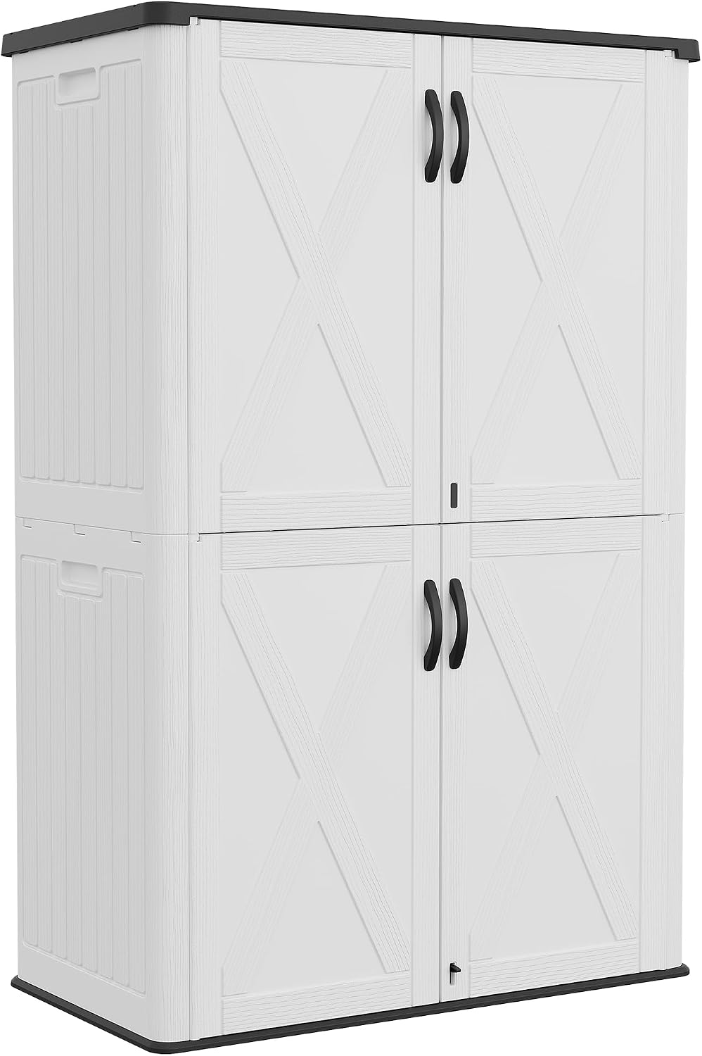 Greesum Outdoor Storage Cabinet, 26 CUFT Deck Box Without Shelves, Waterproof Plastic Storage Shed for Patio Cushions, Gardening Tools, Lockable and Sidehandles, UV Resistant, Beige