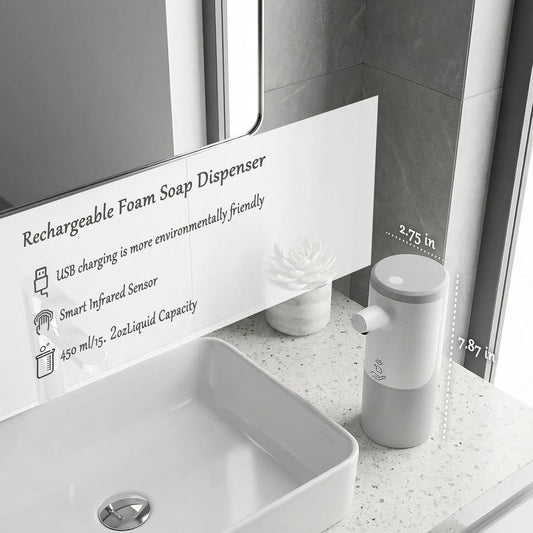 Foaming Soap Dispenser, Touchless & Rechargeable, Fingerprint-Resistant Matte Finish, Automatic Foam Soap Dispenser for Bathroom & Kitchen Countertop