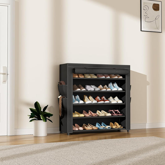 LANTEFUL Shoe Rack with Covers - 10 Tiers Tall Shoe Rack Organizer Large Capacity Shoe Shelf Storage 40 Pairs Space Saving Vertical Shoe Storage Organizer for Closet, Entryway, Dorm, Bedroom