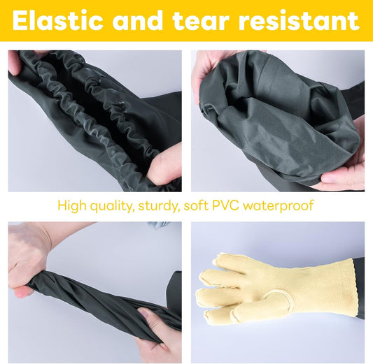 Full Arm Pond Gloves with Fleece lining Extra Long Waterproof Gloves for Pond Cleaning Care/Machinery Industry 30-inch