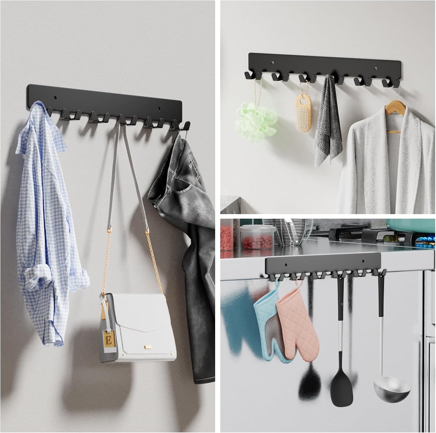 GTK Key Holder for Wall, Key Hooks with 6 Hooks, Wall Mounted Key Holder for Hallway, Self Adhesive Key Rack(White)