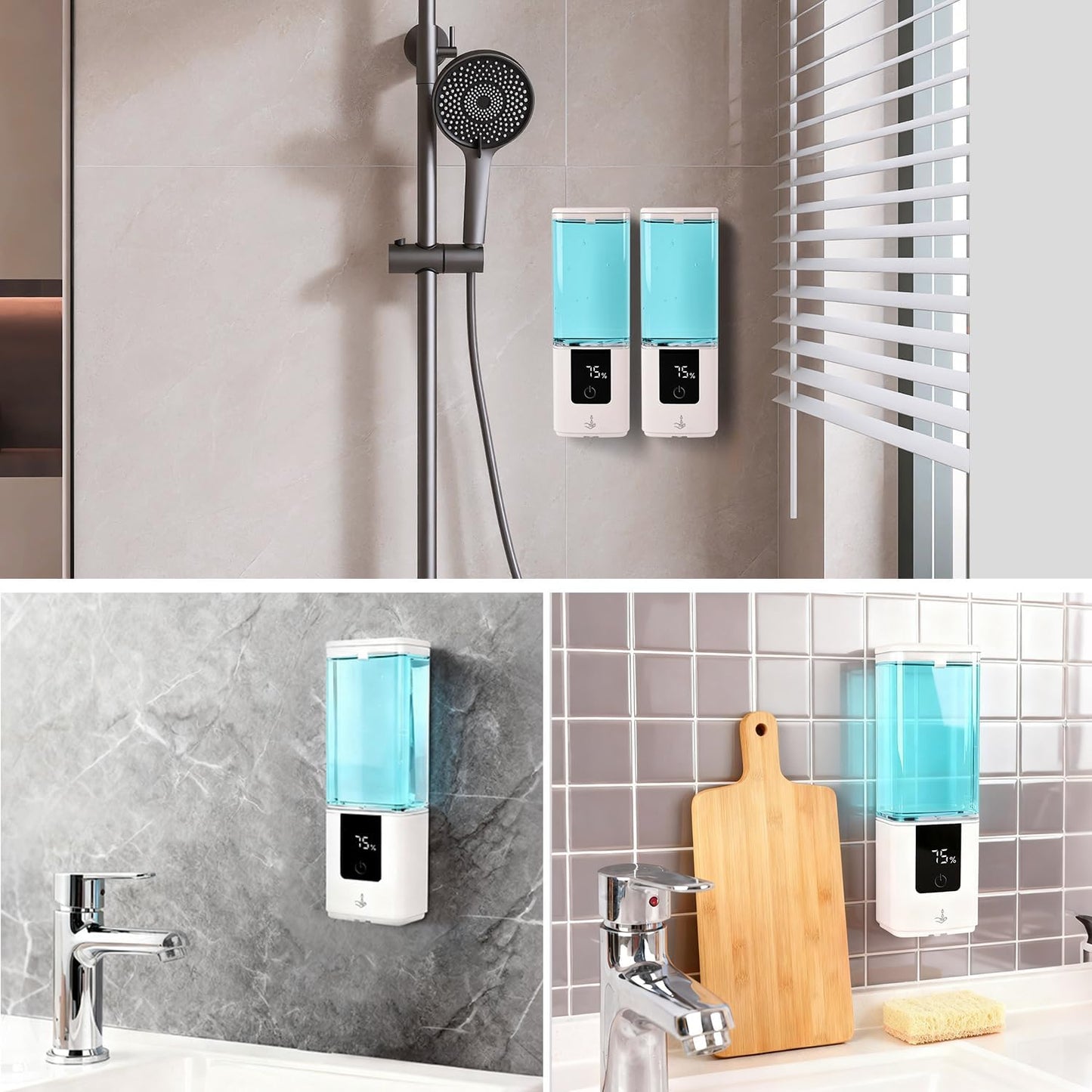 LAOPAO Soap Dispenser, Automatic Soap Dispenser Wall Mount Rechargeable Foaming Soap Pump for Bathroom Kitchen, Touchless Foam Soap Dispenser for Dish/Hand/Shower Soap, Home & Commercial, 540ml, White