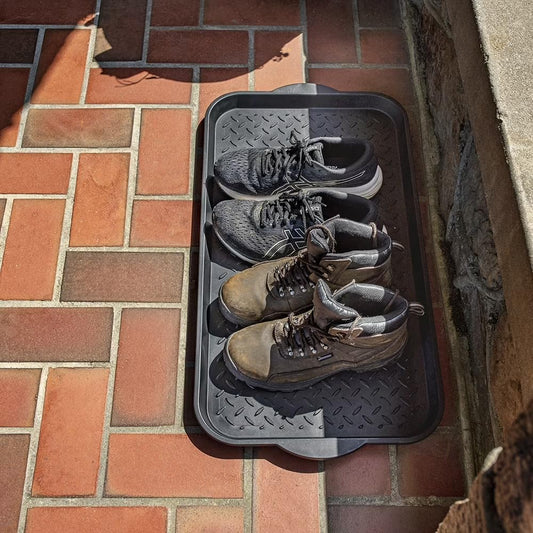 Boot Tray Black Polypropylene Shoe Drip Tray Raised Ridge Design for Indoor Outdoor Entryway
