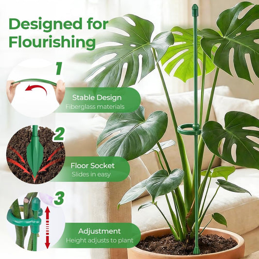 5 Pack Stackable Monstera Plant Support, Garden Plant Stakes for Indoor and Outdoor Plants, Climbing Plant Support Structures Plant Holder Stick Moss Pole for Support Tall Potted Plants (5 Pack)