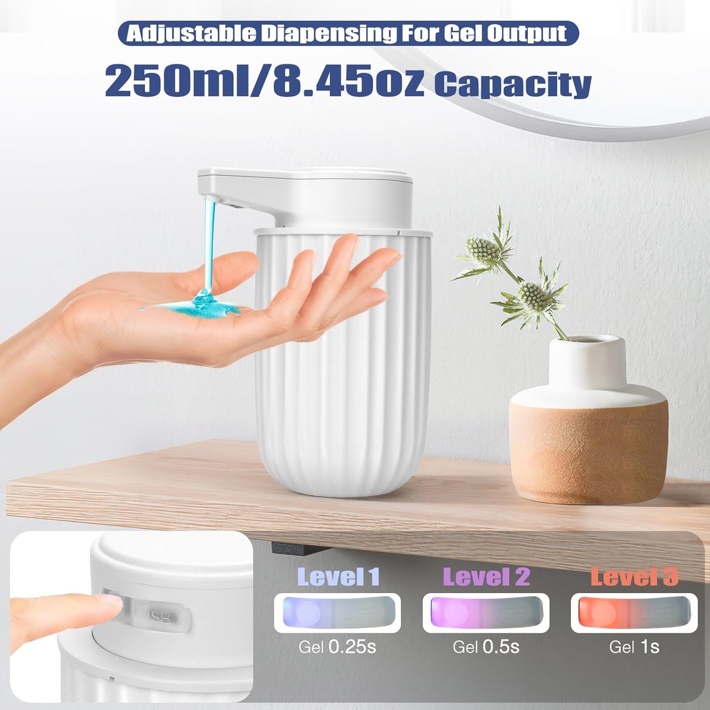 Automatic Soap Dispenser Foaming Touchless: 9oz Plastic Black - Rechargeable Electric Smart Auto Foam Soap Dispenser - Bathroom Kitchen Hand Dish Lotion
