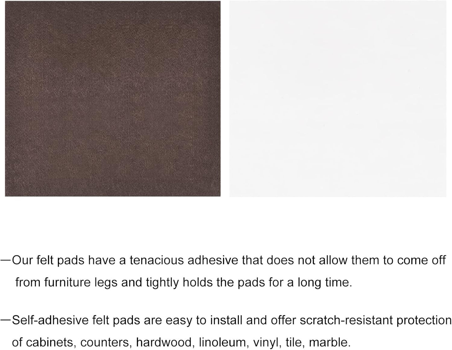uxcell Felt Furniture Pads, 1.5-inch x 1-inch Self Adhesive Cuttable Anti Scratch Square Floor Protectors for Furniture Legs Hardwood Floor, Brown 16Pcs