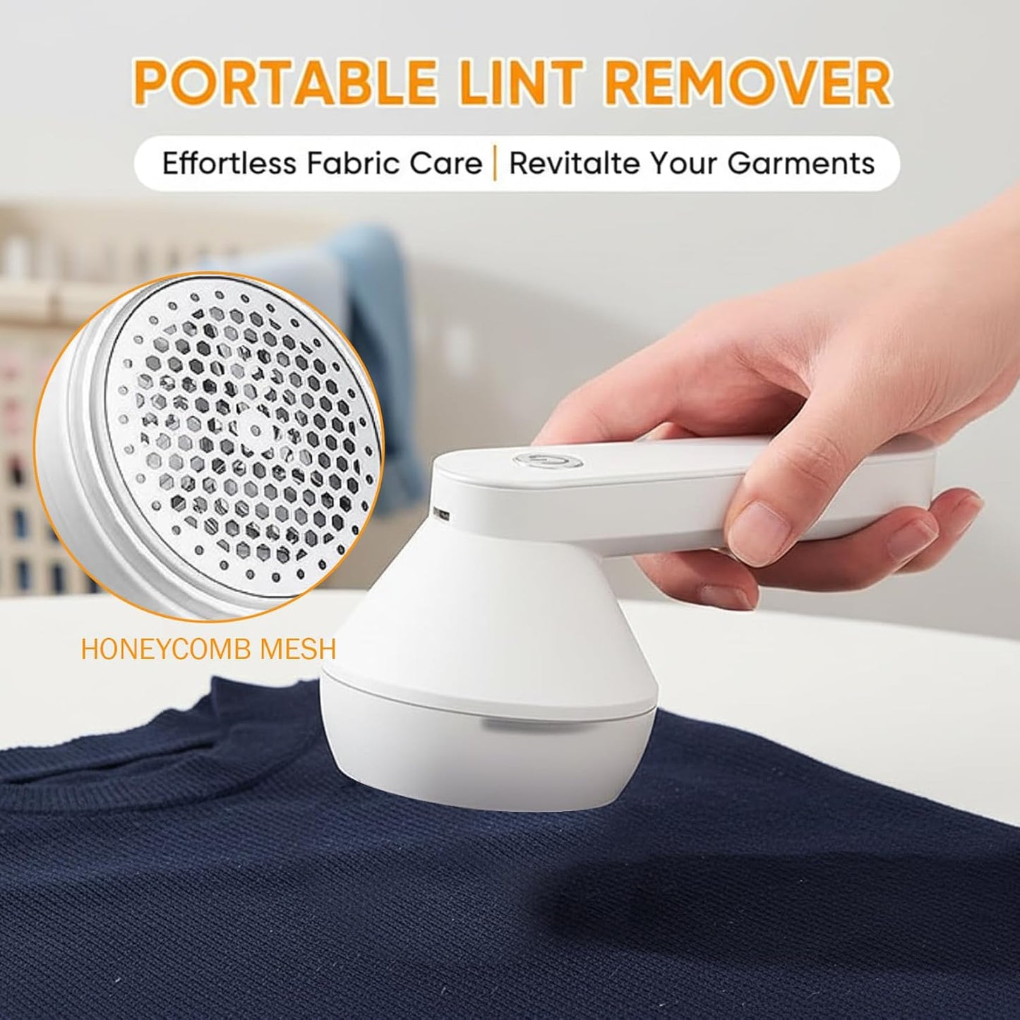 Pilling Remover, Fabric Shaver Rechargeable & Lint Remover Electric Clothes Shaver with Safety Lock 1200mAh Tool for Sweaters, Blankets, Couches (White)
