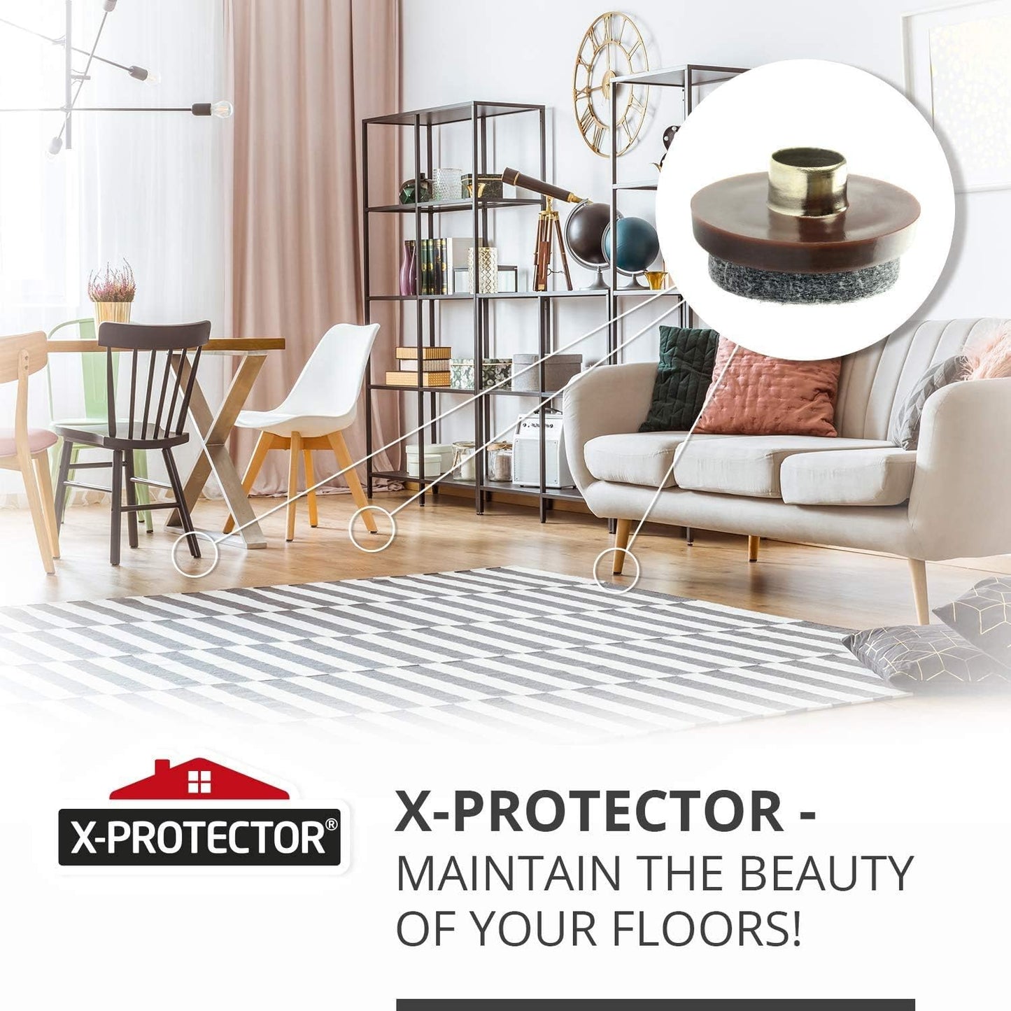 Nail On Felt Pads X-Protector - 48 Felt Furniture Pads – 1" Chair Felts Pads for Furniture Feet - Floor Protectors for Furniture Legs - Best Heavy Duty Felt Chair Pads for Hardwood Floors!