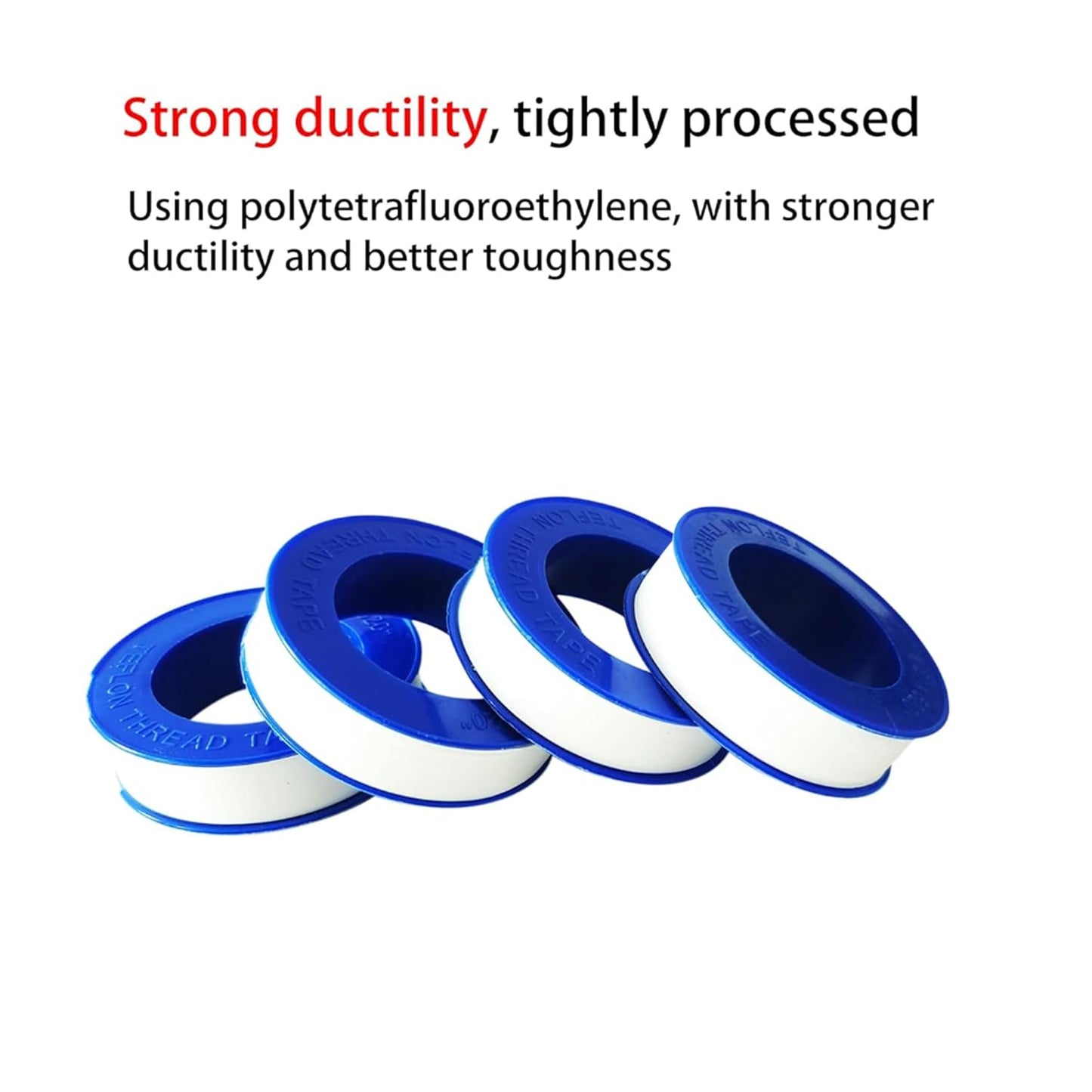 4 Rolls 1/2 Inch(W) X 520 Inches(L) Teflon Tape PTFE Thread Sealant Plumbers Tape for Seal Water Pipe, Shower Head,Prevent Leakage, White