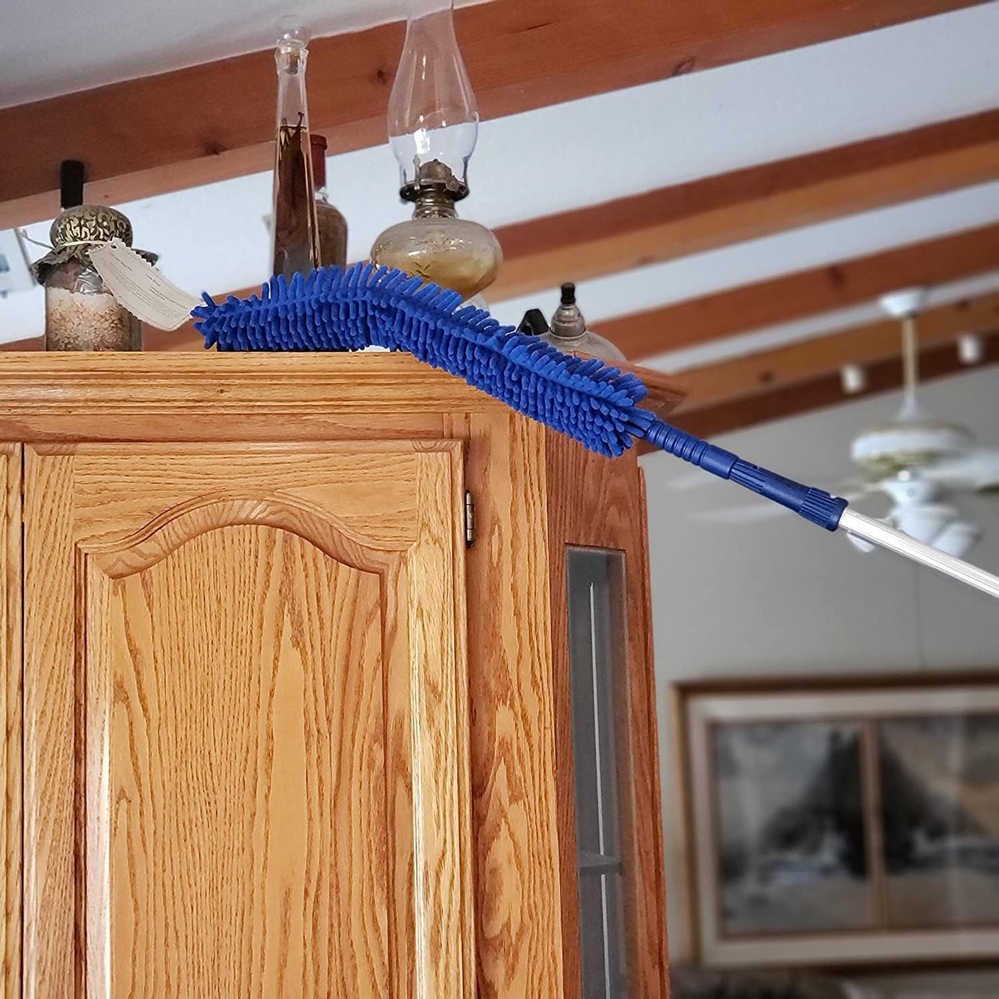 Spider Web Brush with Pole | Chenille Extension Duster, Aluminum Extension Rod | Extend 18-20 feet Cleaning High Ceilings, Cathedral Ceilings, Ceiling Fans