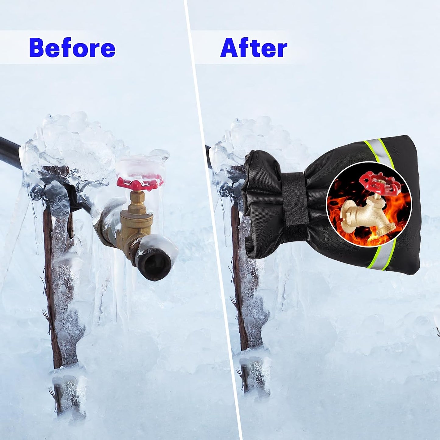 Riboud Outdoor Faucet Covers for Winter 4 Pack 8.6" H X 7.1" W, Outside Garden Faucet Socks for Freeze Protection, Reusable Waterproof Insulated Spigot Cover