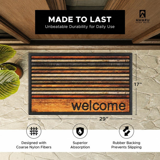 Extra Durable, Superior Absorption, Front Door Mat for Outdoor & Indoor - Welcome Mat for Entryway, Entrance, Patio, Porch - Waterproof, Non-Slip Backing, Coarse Fibers (Scales,17x29)