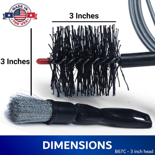 Pellet Stove & Dryer Vent Cleaner Kit – 3 inch Head and 10 ft Long Steel Flexible Brush for Fireplace Chimney, Ash, Lint & Soot Buildup Removal - Pellet Stove Cleaning Kit by FryOilSaver B67C