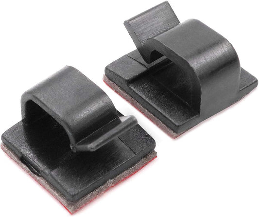 Cable Clips 3M Adhesive, Multipurpose Wire Clamps for Cable Management and Cable Runs - 50 Pack Black Bundled with 10 Reusable Cable Ties