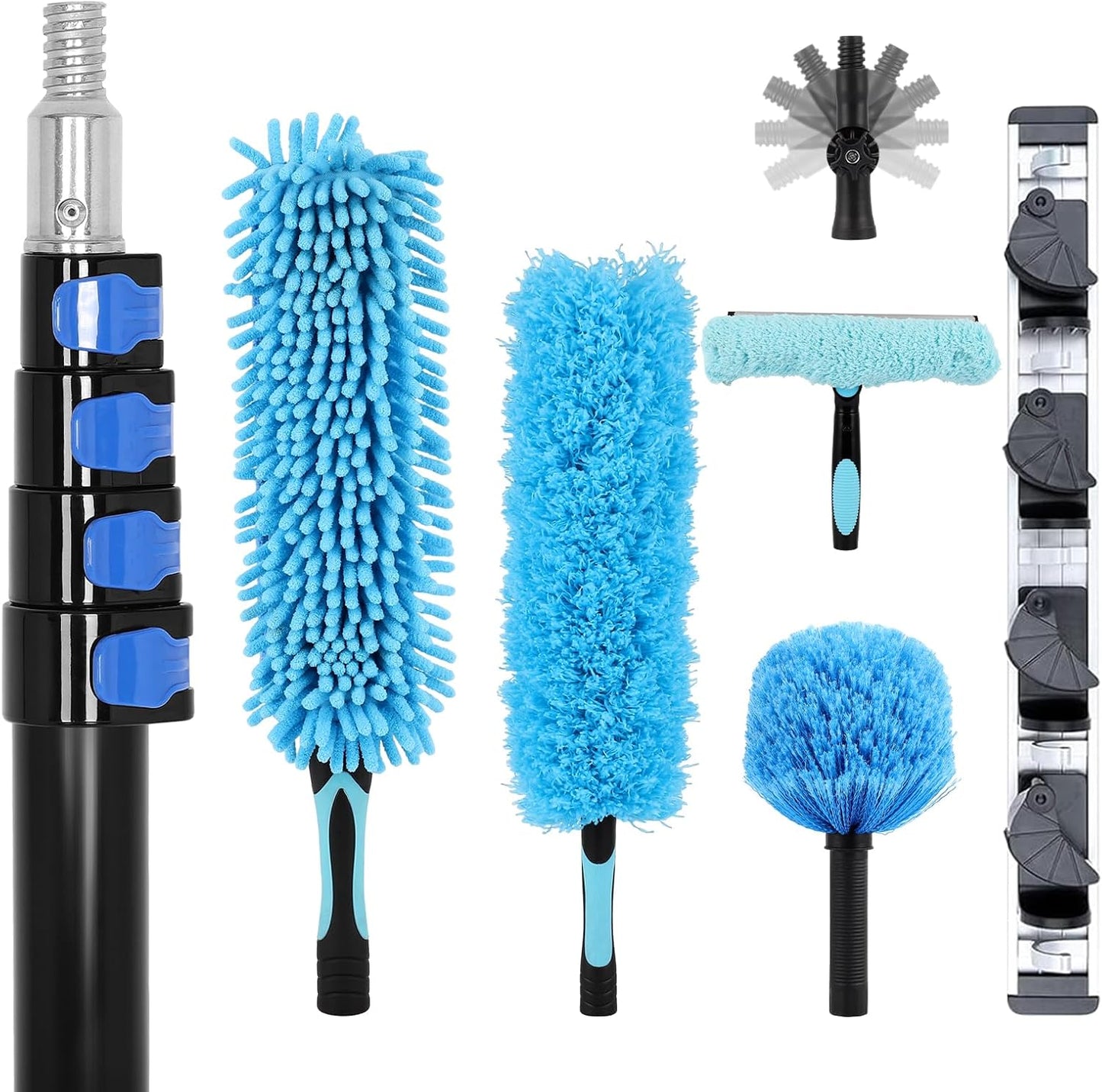 30ft High Reach Duster Kits, High Ceiling Duster for Cleaning (with 5-24ft Heavy Duty Extension Pole)