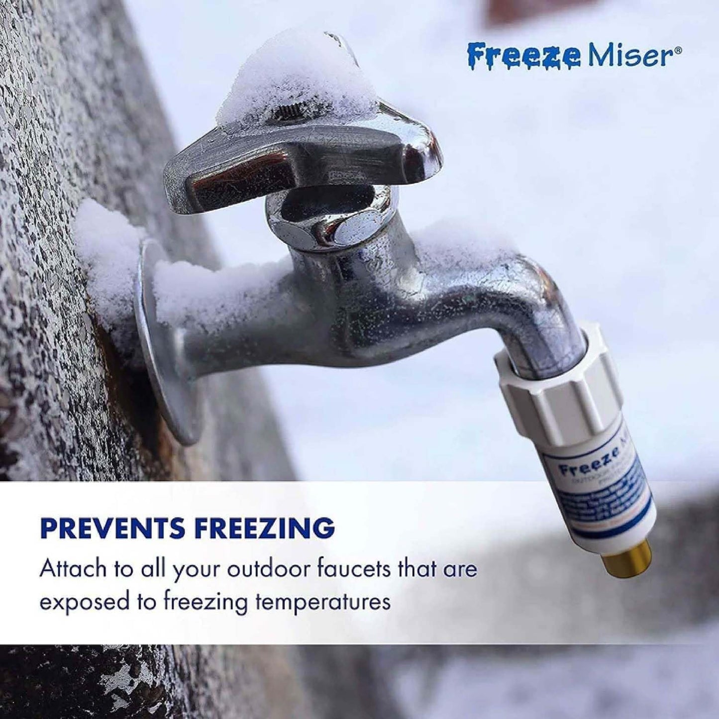 Freeze Miser Outdoor Faucet & Spigot Freeze Protection – Patented Valve Shield, Activates at Water Temperature Below 37°F/3°C – Durable Winter Cover Alternative – Quick Install, Saves Water – 1 Pack