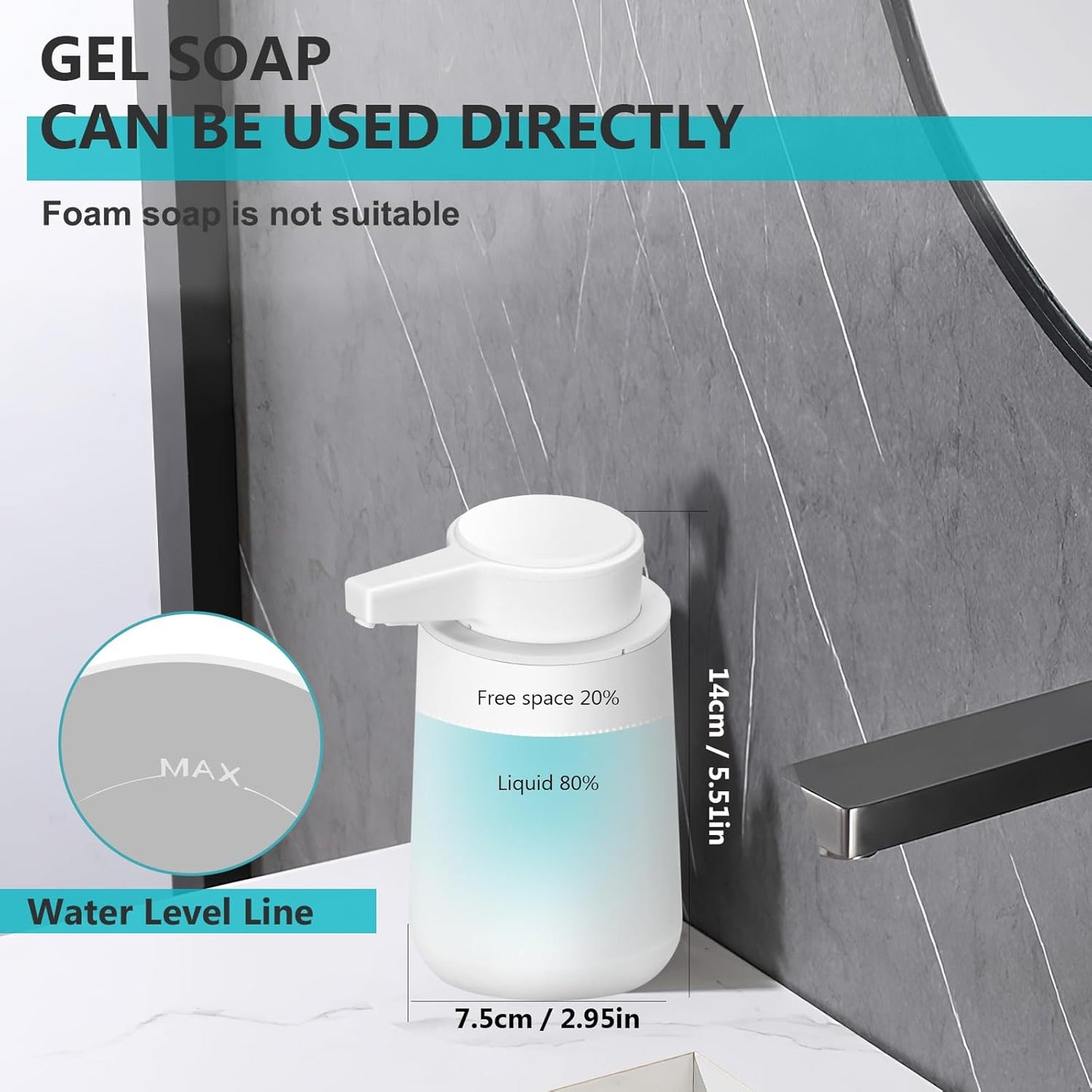 Automatic Soap Dispenser Foaming Touchless: 9oz Plastic Black Modern Rechargeable Electric Auto Foam Soap Dispenser - Bathroom Kitchen Hand Dish Lotion