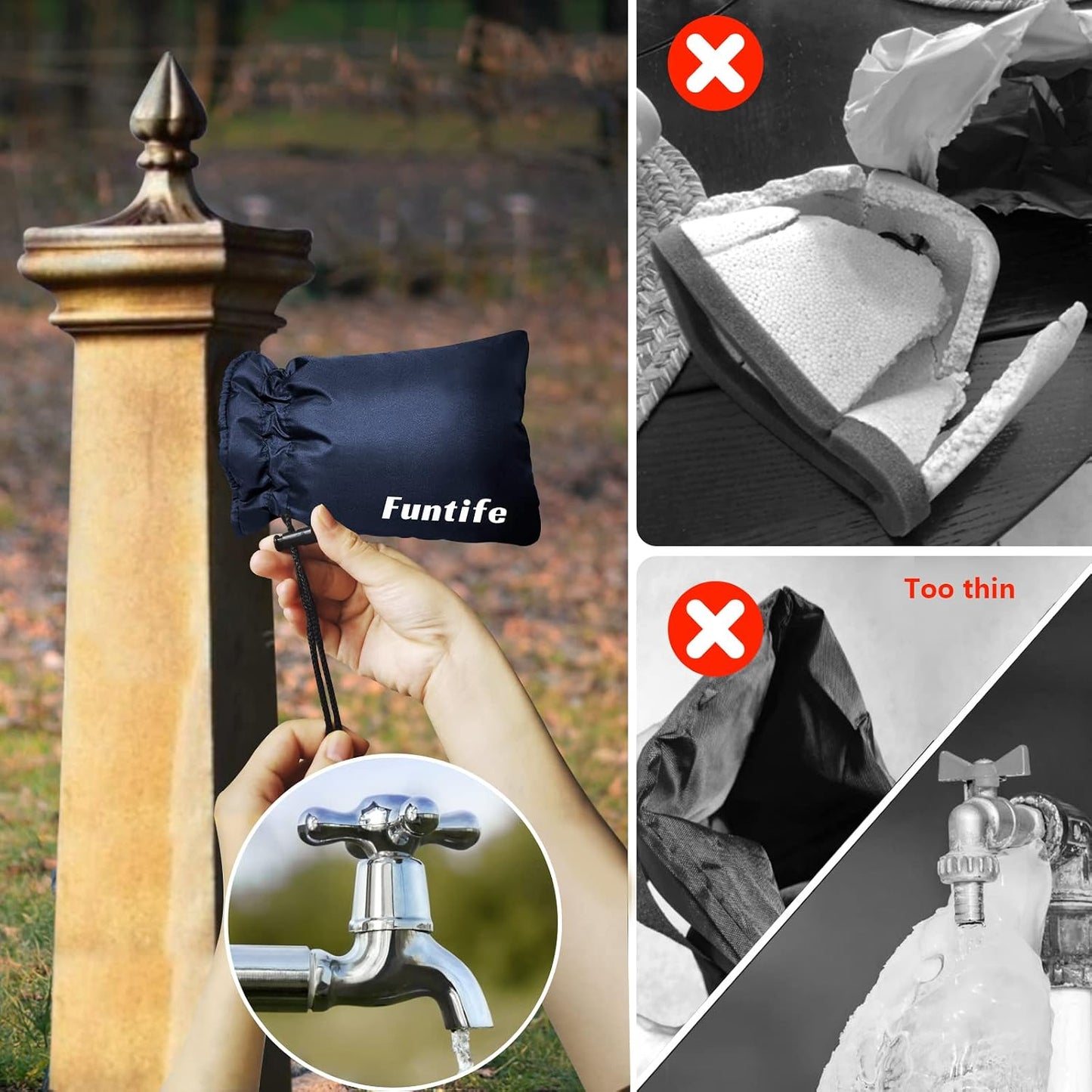 Outdoor Faucet Cover Socks for Winter Freeze Protection, Insulated Hose Spigot Covers for Outside Cold Weather Extra Large XL 2 PcsBLACK