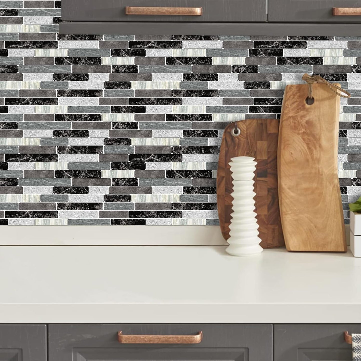 WENMER Kitchen Peel and Stick Backsplash Wallpaper, Waterproof Bathroom Wall Paper, Self Adhesive Removable Wallpaper for Kitchen Backsplash, Tile Contact Paper for Countertop, 17.7"x 118"