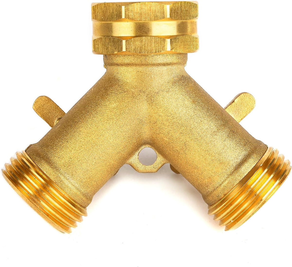 Garden Hose Splitter 2 Way Heavy Duty, Brass Faucet Adapter With Long Handle For Gardening Water Hose Shut Off Valve Hose Connector Fittings Outdoor Water Spigot Hose Bib Y Splitter