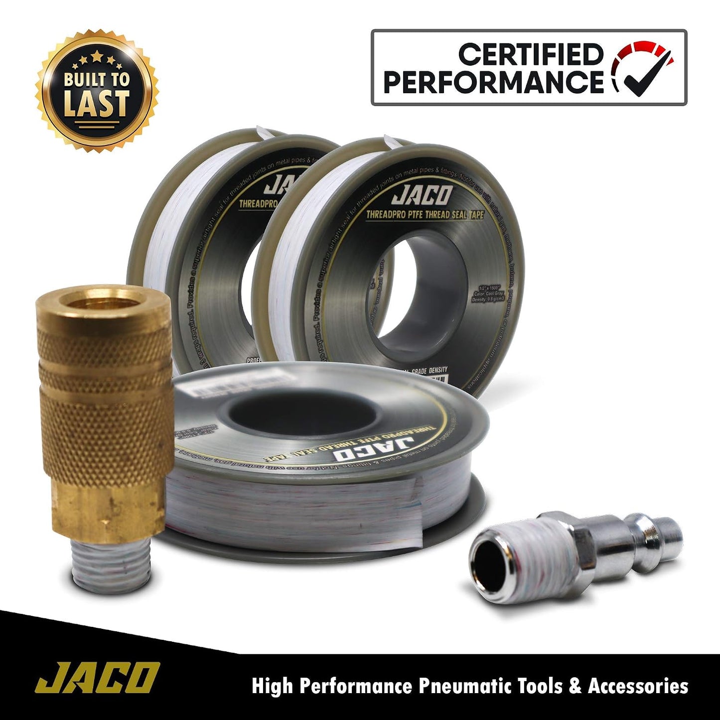 JACO ThreadPro High-Density Thread Seal Tape - 1/2" x 125 ft. (Mega Roll) | Professional PTFE Pipe Sealant | Plumbers Tape