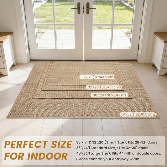 SMILOOL Front Door Mat Indoor Entrance, 17" x 30" Non-Slip Inside Door Mats for Entryway, Dirt Resistant and Absorbent Washable Doormat, Low Profile Entry Way Doormats, Floor Mats for House, Beige