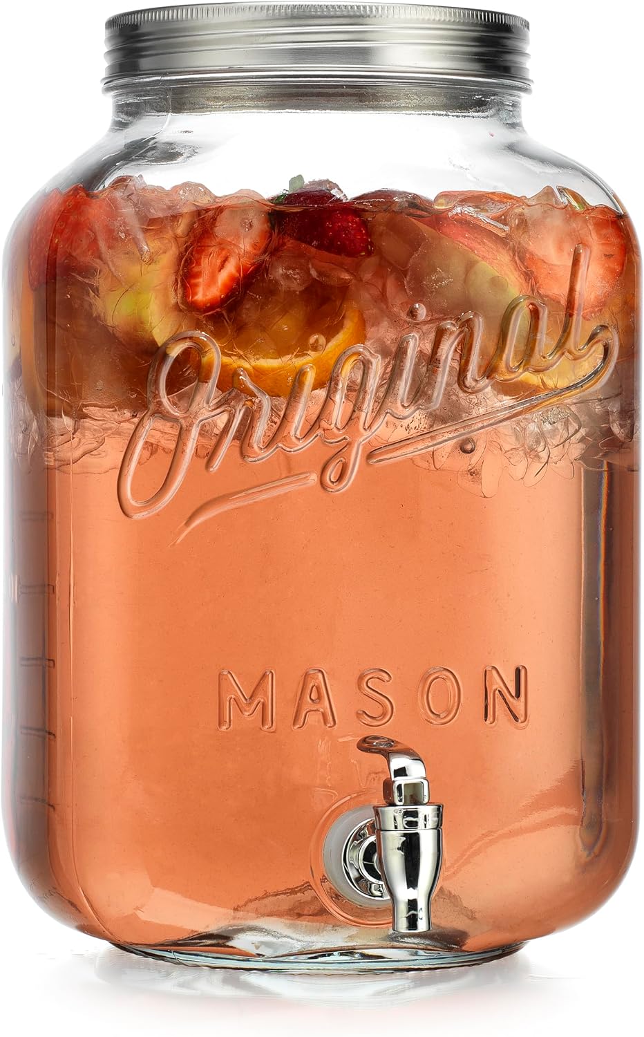 2 GALLON Glass Drink Dispensers for Parties, Original Mason Ice Beverage Dispensers, Glass Water Dispenser with Spigot, Laundry Detergent Dispenser, Lemonade Dispenser
