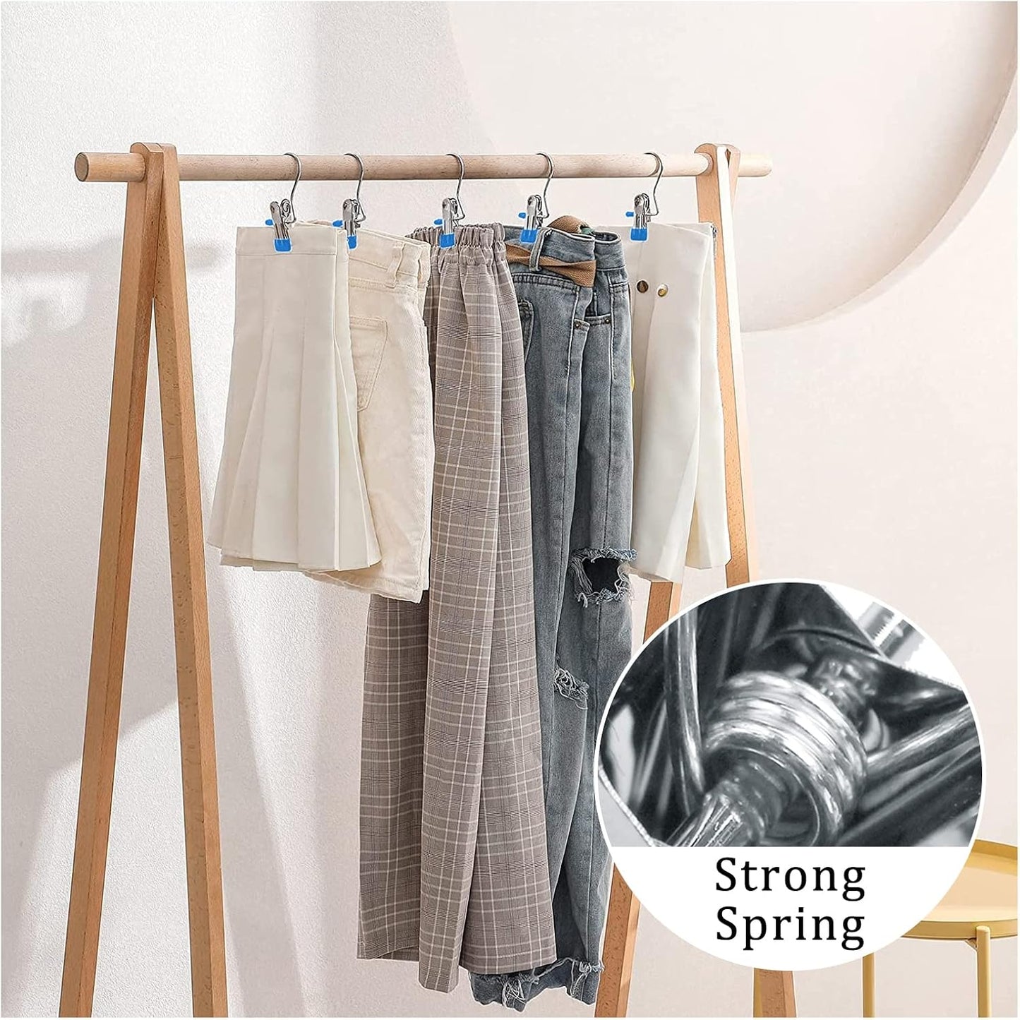 FuninCrea Laundry Hooks Clip, 5 Pcs Stainless Steel Anti-Slip Boot Laundry Hanger Clips Portable Heavy Duty Multi-Functional Single Hanging Clothes Clips for for Scarf, Gloves, Shoes, Socks (Blue)