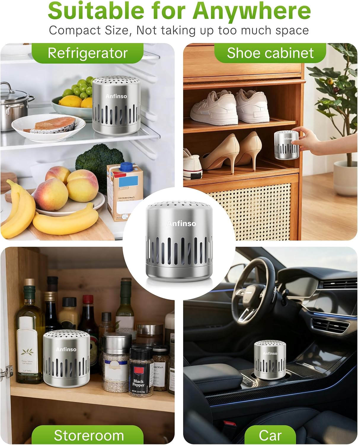 Fridge Deodorizer Refrigerator Odor Eliminator | Lasts for 10 Years, Home Kitchen Essentials Gadgets, More Effective Than Baking Soda Fridge & Charcoal Air Purifiers