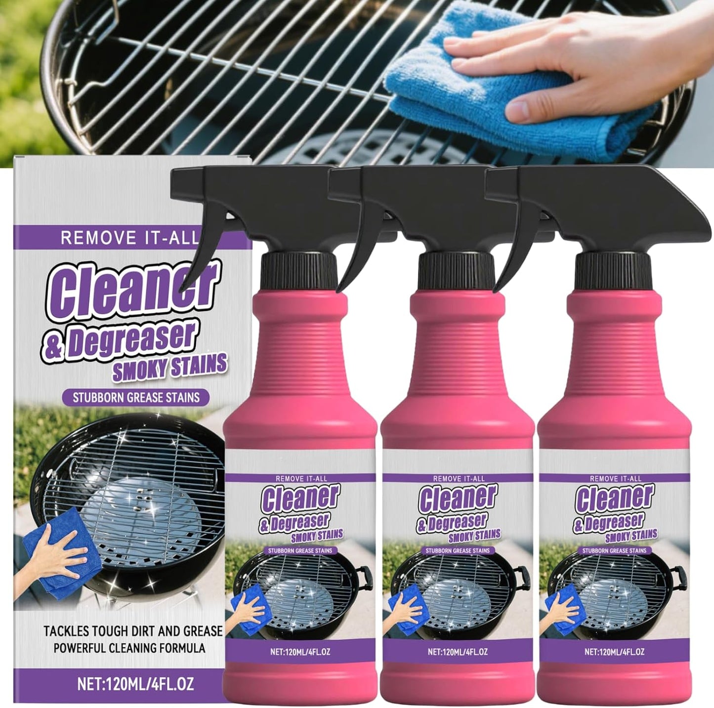 Fast Acting Heavy Duty Grill Degreaser Spray, 2026 Upgrade BBQ Grill Cleaner, Multi Functional Grease Remover for Outdoor Grill, Grill Cleaning Spray, Easily Off Oven Cleaner for Kitchen (1 Piece)