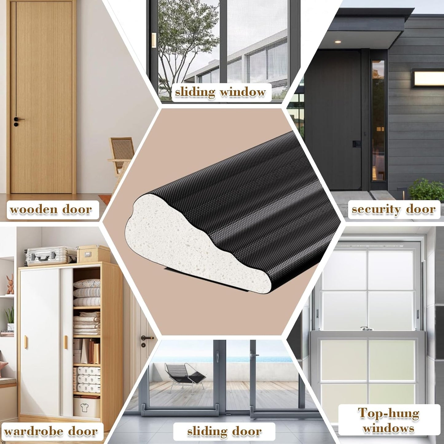 16.4 Ft Weather Stripping Door Seal Strip,Self-Adhesive Foam Weather Strip for Window Door Insulation,Soundproofing Weatherstripping for Windows Gap Filler,Wedge Window Sealer Tape for Winter,Black