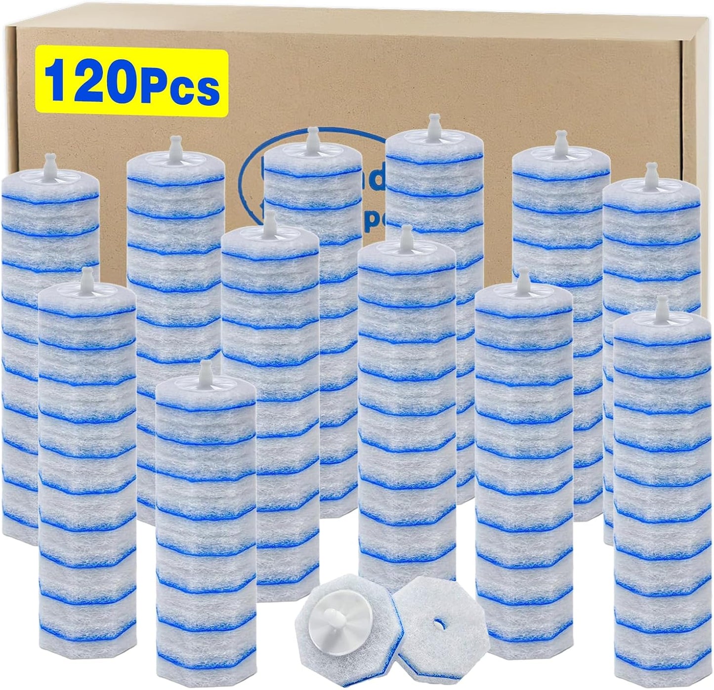 60pcs Disposable Toilet Brush Head Refills Compatible With Clorox System,Upgrade Fiber Cleaner Heads for Closestool .(not included brush rod)