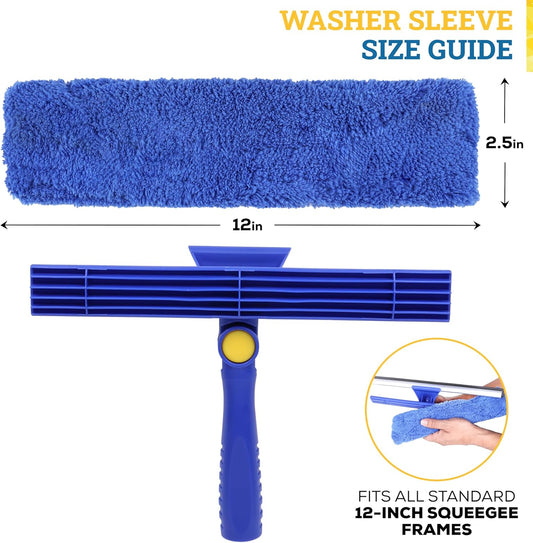 Kleen Handler 12” Replacement Window Cleaning Microfiber Squeegee Sleeves (5 Pack) | Reusable & Washable Glass Cleaning Replacement Scrubber Refill Sleeves