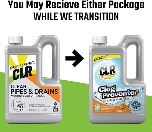 CLR Clear Pipes & Drains Clog Remover and Cleaner, For Shower, Sink, Toilet, Garbage Disposal, 42 Ounce Bottle
