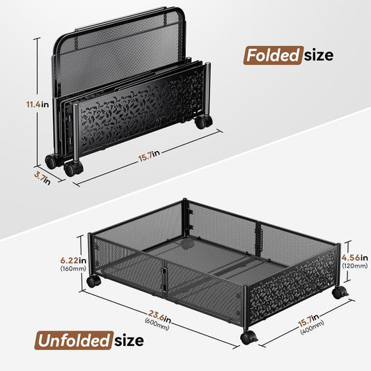 Under Bed Storage, Under the Bed Storage Containers with Wheels, Under Bed Shoe Storage Organizer Drawer for Bedroom Clothes Shoes Blankets -2Pack