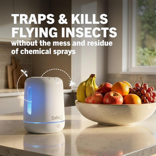 Safer Home Indoor Plug-In Fly Trap - SH502 - Effective Fruit Fly Traps for Indoors, Gnat Traps for House Indoor, 400 Sq Ft Protection - Style: 1 Device + 2 Glue Cards