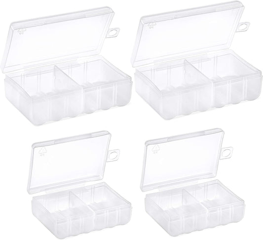 GlossyEnd Set of 4 - Two C and Two D Battery Storage Box, Battery Storage Case, Battery Holder Clear (C - D)