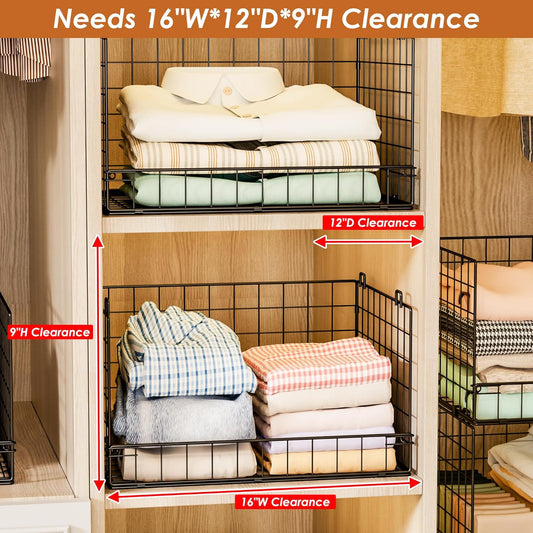 Yociyoga 4-Tier Stackable Closet Organizers and Storage Shelves, Foldable Closet Shelf Organizer, Black(Patent Protection)(Patent No. 30022416)