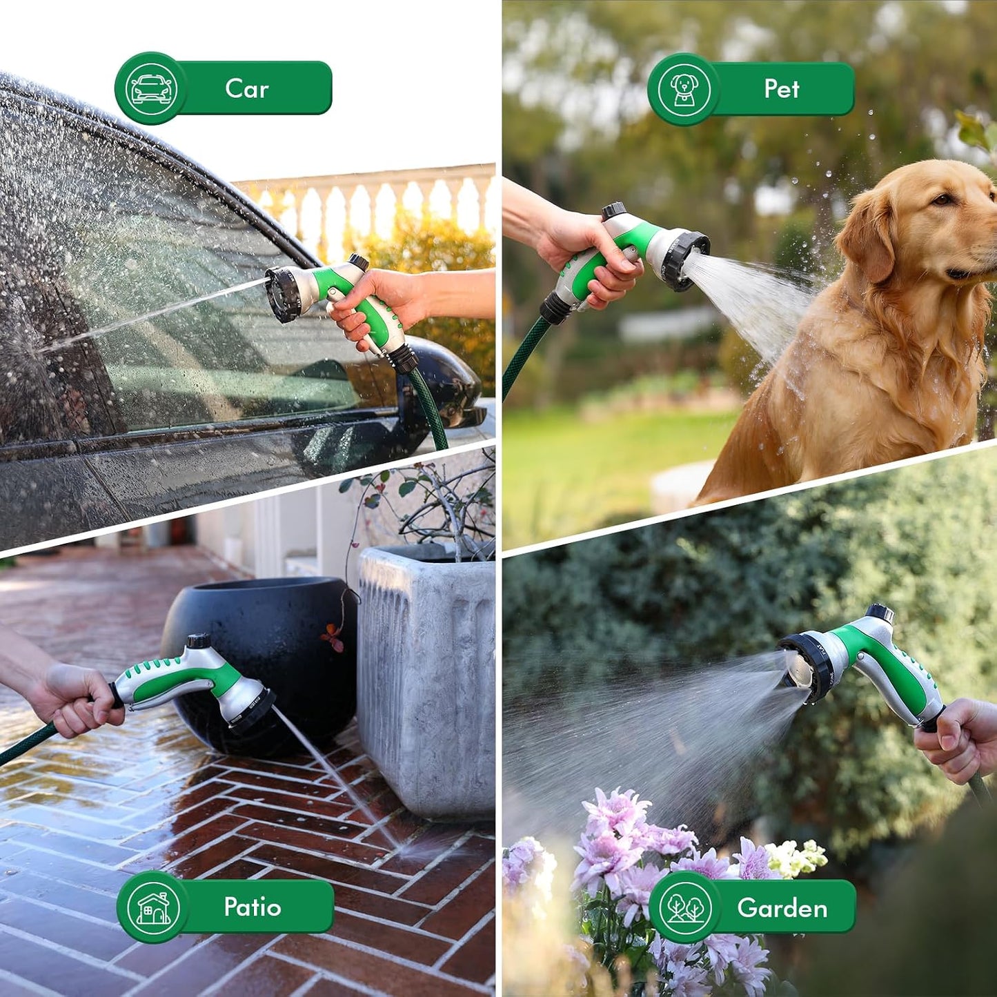 RESTMO Garden Hose Nozzle, Heavy Duty Metal Water Hose Nozzle for Outdoor | 6 Adjustable Spray Patterns, High Pressure Sprayer with Front Trigger Flow Control, Ideal for Plants & Lawns, Cars & Pets
