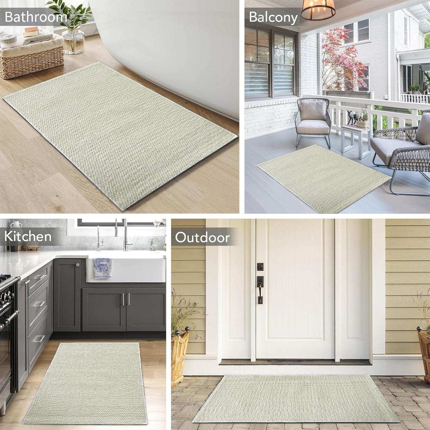 Indoor Door mat 17“ x 30”, Dirt Trapper Door Mat, Non-Slip Washable Entrance Mat, Dirt Resistant and Absorbent Welcome Mat,Low-Profile Doormat for Entryways, Front Doors, and Indoor Entrances, White