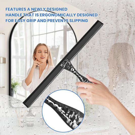 5" Silicone Shower Squeegee for Glass Doors & Car Windows - Small & Mini Size Streak-Free Cleaner, Bathroom, Mirror, Tile Scraper - Compact Pink with Hanging Hole, Kitchen Safe Water Blade