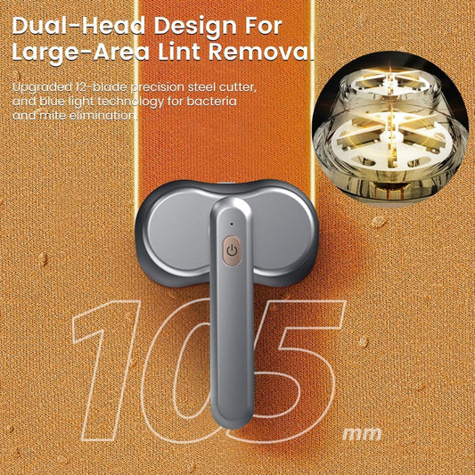 HomeBeyond Dual-Head Fabric Shaver, Electric Lint Remover, Rechargeable Lint Shaver, Sweater Shavers to Remove Pilling,6 Leaf Blades Defuzzer, 90° rotatable Handle for Clothes Couch Furniture