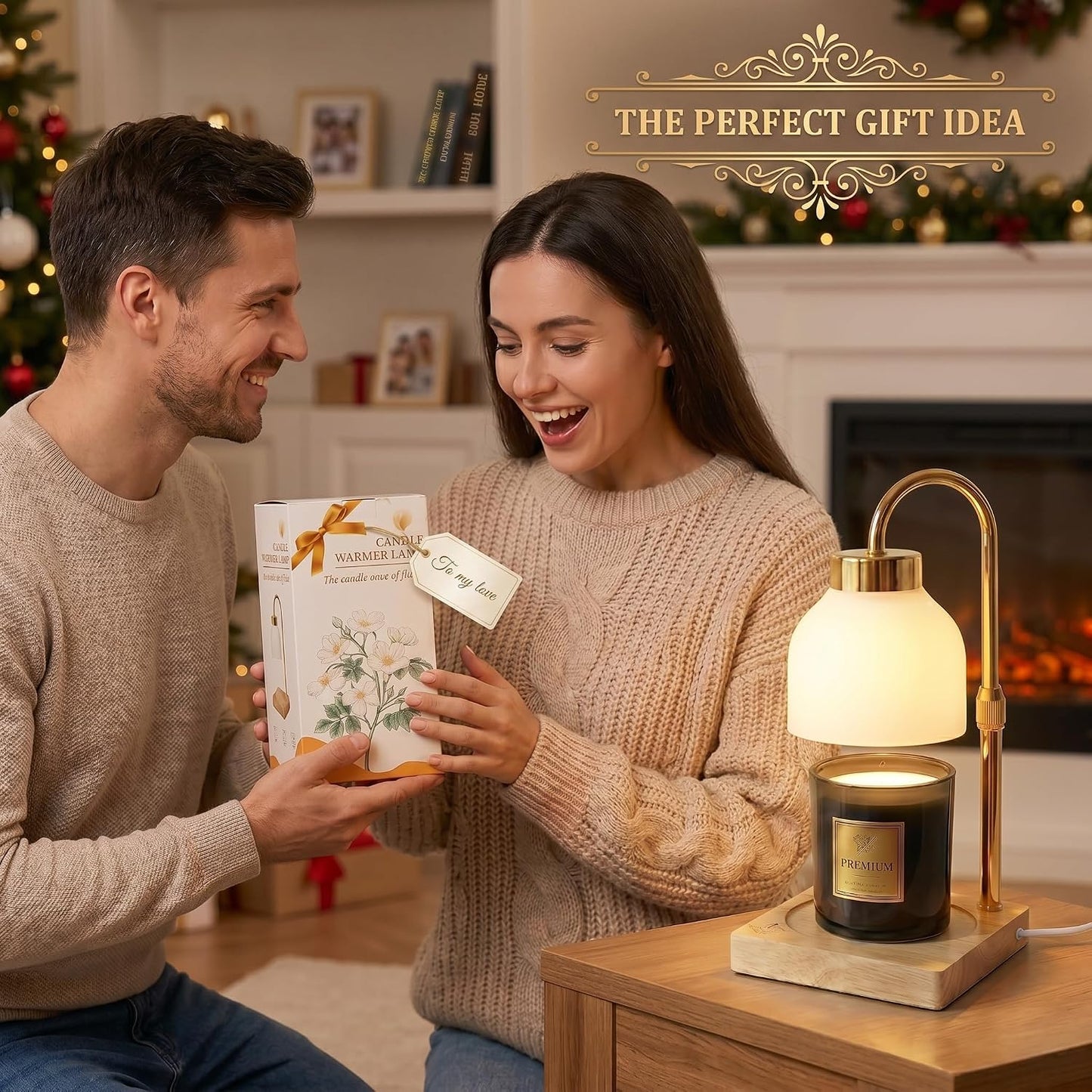 Luxury Candle Warmer Lamp with Timer, Dimmer, Remote Control, Adjustable Height, Electric Candle Warmer for Large Jar Candles, Flameless Candle Heater, Home Decor
