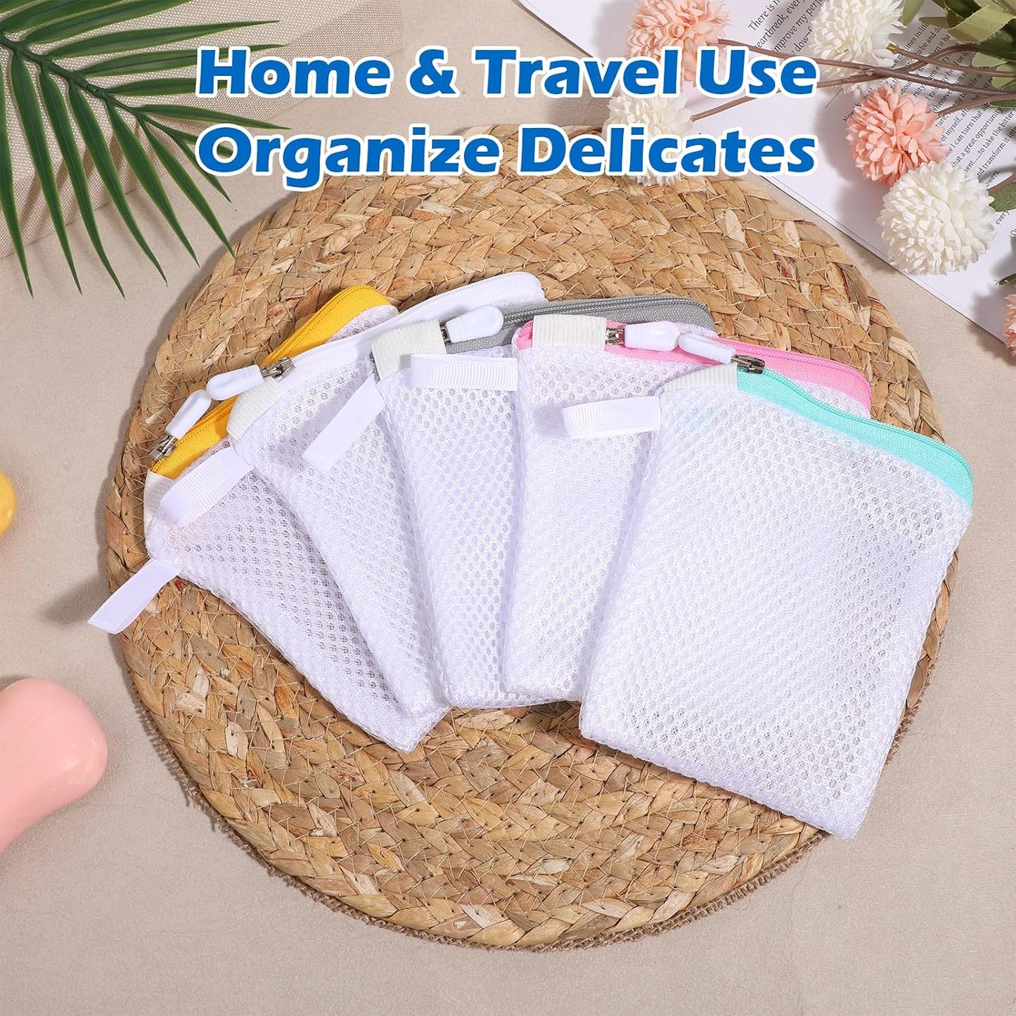6 Pcs Small Lingerie Bags for Washing Delicates, Mesh Laundry Bags Small with Zipper, Wash Bag for Underwear, Socks & Bras, Foldable and Reusable for Travel & Home