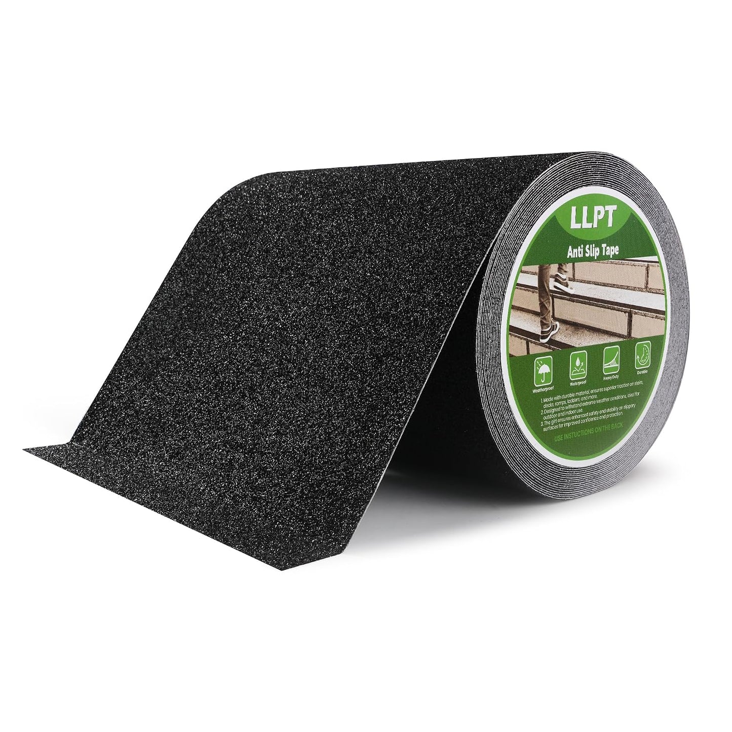 LLPT Grip Tape 2" x 16.5 Ft Ft Black Heavy Duty Anti Slip Tape | Waterproof, Deep Diamond Anti-Slip Texture, Strong Adhesion for House Stairs Ladders Bathroom Floor Steps Staircase Tread