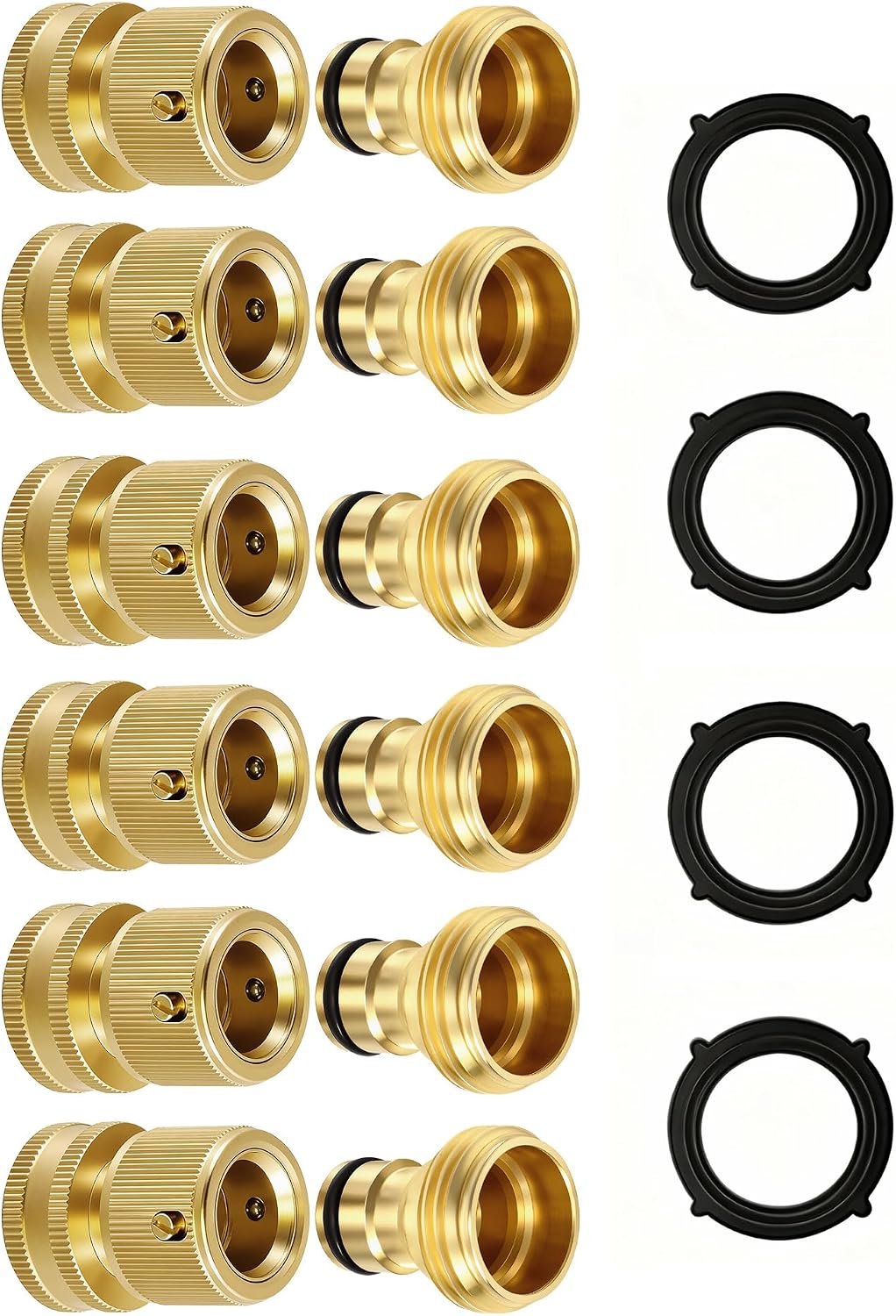 RainPoint Quick Connect Hose Fittings 3/4" GHT - Solid Brass Garden Hose Connectors, No-Leak Design & Universal Fit for Instant Connection (2 Sets)