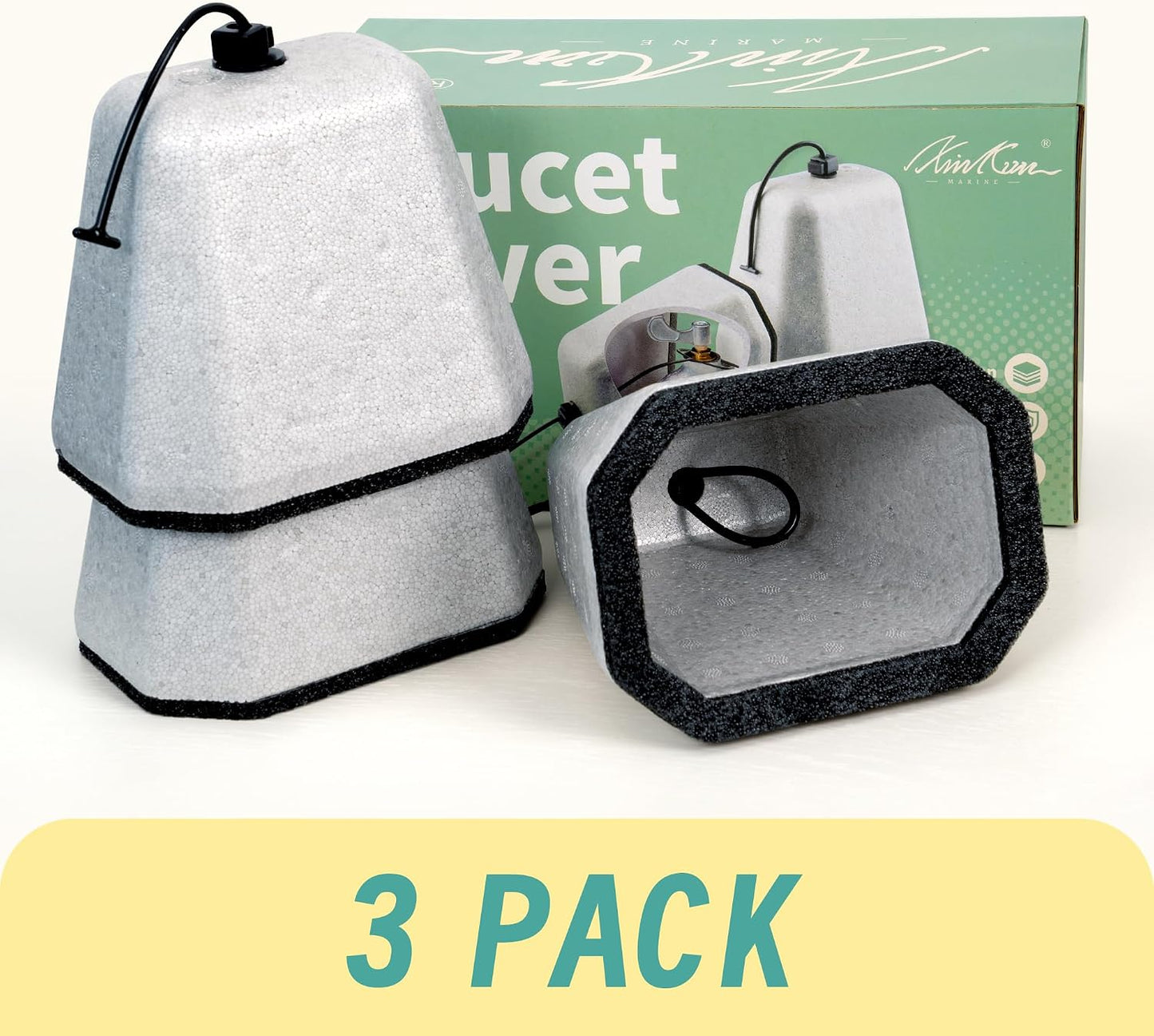 Outdoor Faucet Cover 3 Pack - Thickened Foam Insulated for Winter Freeze Protection, Reusable Hose Bib and Water Spigot Covers for Outside