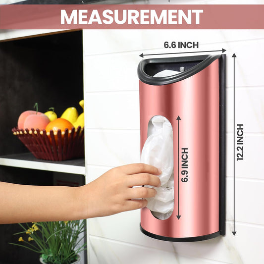 Utopia Kitchen Wall-Mounted Stainless Steel Grocery Bag Holder & Dispenser, Space-Saving Plastic Bag Holder for Kitchen, Pantry or Cabinet, Reusable Plastic Bag Organizer, Silver